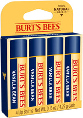 Burt'S Bees 100% Natural Moisturizing Lip Balm, Vanilla Bean - 4 Tubes, Multi, 0.15 Ounce (Pack of 4)