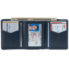 Alpine Swiss Men's Leon Trifold Wallet RFID Safe York Collection - Glossy Nappa Teal