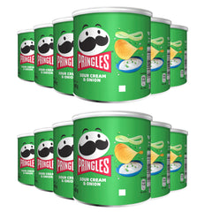 Pringles Sour Cream & Onion Flavour - Potato Chips Crispy Snack - Crunchy Snack Food for Movies, Games & More - On-the-Go Can - 40 G Pack Of 12 Cans