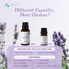ASAKUKI Lavender Essential Oils 30ml, 100% Natural Therapeutic Grade, Aromatherapy Oil for Better Sleep, Health Care, Relaxation, Ideal for Diffuser & Humidifier
