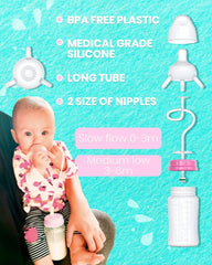 Skywin Self Feeding Baby Bottle 8oz Bottle Holder for Baby - 2 Pack Baby Bottle with Straw, Anti Colic, for Convenient Feeding (Pink)