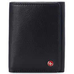 Alpine Swiss Men's Leon Trifold Wallet RFID Safe York Collection - Soft Nappa Black