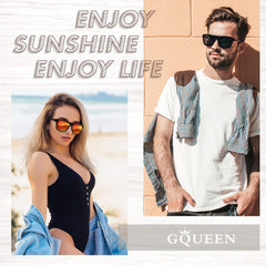 GQUEEN Classic Horn Rimmed Semi Rimless Polarized Sunglasses for Men Women GQO6