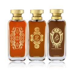 Maryaj ARABIC OUD 3 Pieces Perfume Gift Set for Unisex SHAY OUD, GAZLAAN AL OUD & OUD AL KHALEEJ Long Lasting Fragrance Men and Women 100ml each