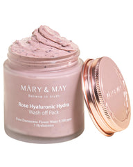 Mary&May Vegan Rose Hyaluronic Hydra Wash Off Mask - Cream Caly Mask for Moisturizing, Pore Purifying, Skin Softening - Korean Skincare - 125g