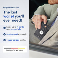 TRAVANDO AirTag* Wallet Mens Wallet with Money Clip Air Tag Wallet Card Holder RFID Blocking Bifold Gifts for Men, Carbon