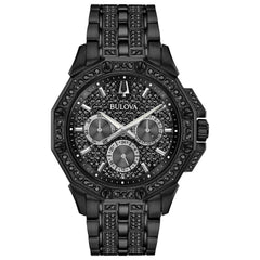 Bulova Men's Crystal Octava Chronograph Quartz Watch, Pave Crystal Dial - Black
