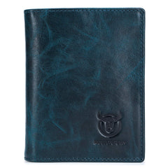 BULLCAPTAIN Large Capacity Genuine Leather Bifold Wallet/Credit Card Holder for Men with 15 Card Slots QB-027 (Teal)