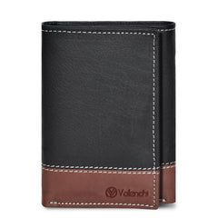 VALENCHI Men's Genuine Leather Rfid Blocking Slim Trifold Wallet With 7 Cards+1 Id Window+2 Note Compartments - Black Tan