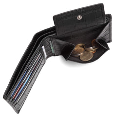 WildHorn® RFID Protected Genuine Leather Wallet & Gift Combo for Men - Black Croco Print