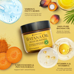 Raw Batana Oil for Hair Growth: Dr Sebi Organic Batana Oil from Honduras - 100% Pure & Natural - Promotes Thicker & Stronger Hair for Men & Women (4.2 OZ)