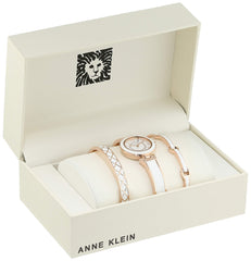 Anne Klein Women's Accented Bangle Watch and Bracelet Set, AK/3296