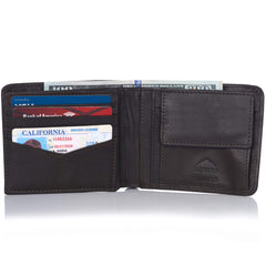 Alpine Swiss Men's RFID Protected Max Coin Pocket Bifold Wallet With Divided Bill Section Camden Collection - Soft Nappa Brown