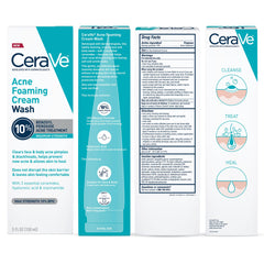 CeraVe Foaming Acne Face and Body Wash with Benzoyl Peroxide, Hyaluronic Acid, and Niacinamide - 5oz
