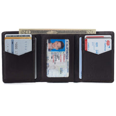Alpine Swiss Men's Leon Trifold Wallet RFID Safe York Collection - Soft Nappa Brown