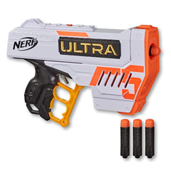 NERF - Ultra 5 Blaster - 4 Dart Internal Clip inc 4 Official Ultra Darts - The Farthest Flying Nerf Darts Ever - Ultra Five - Outdoor Games and Toys for Kids - Boys and Girls - E9593 - Ages 8+