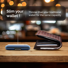 Aluminium Smart Case V2 Wallet - Metal Clasp - RFID Blocking Card Holder - Holds up to 10 Cards and Banknotes - Aluminum Navy Blue