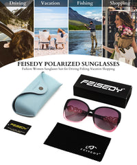 FEISEDY Women's Fashion Sunglasses, Oversized Square Frame with Pearl Sparkling, Polarized UV Protection B2821
