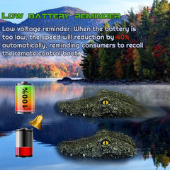 TERRIFI Remote Control Boat, 2.4G High-Speed Simulation Crocodile Head Water Toys for Pools and Lakes - Floating Crocodile Head, High Simulation Alligator Head RC Boats Prank Toys for Adults and Kids