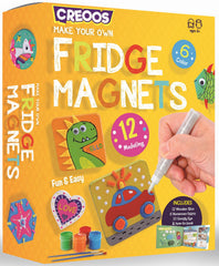 Creoos Magnetic Mini Tiles Arts & Crafts for Kids Make Your Own Fridge Magnets 12 Wood Tiles Painting Kits Toys for Girls Boys Stickers Gems Craft Summer Activities Art Set DIY Supplies Birthday Gifts