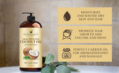 Handcraft Blends Fractionated Coconut Oil – 100% Pure & Natural Premium Therapeutic Grade – Huge 16 Fl Oz (Pack of 1) - Coconut Carrier Oil for Aromatherapy, Massage, Moisturizing Skin & Hair