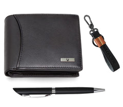 WildHorn® RFID Protected Genuine Leather Wallet & Gift Combo for Men - Black M
