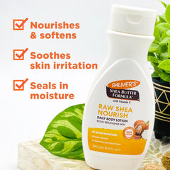 Palmer's Raw Shea Butter Formula Daily Body Lotion-48 Hrs Moisture-Revitalise Dry,Sensitive Skin-No Paraben,Sulphate,Dyes-Non Greasy-Non Sticky-Softens Skin & Reduces Skin Irritation-250ML