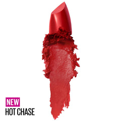 Maybelline Color Sensational Lipstick, Lip Makeup, Cream Finish, Hydrating Lipstick, Nude, Pink, Red, Plum Lip Color, Hot Chase, 0.15 oz; (Packaging May Vary)