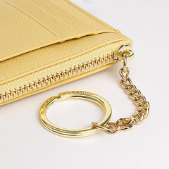 Valentoria slim rfid blocking card holder small pocket wallet keychian zipper coin purse minimalist leather cash & coin & cards case for women men, yellow, s, rfid wallet, 801, T801