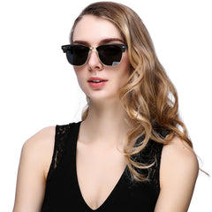 KANASTAL Polarized Horn Rimmed Sunglasses for Men and Women, Classic Half Frame Sun Glasses, Semi Rimless Shades for Womens 100% UV400 Protection Driving