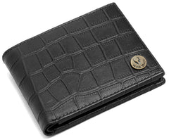 WildHorn® RFID Protected Genuine Leather Wallet & Gift Combo for Men - Black Croco Print
