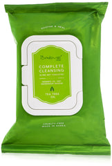 The Crème Shop Tea Tree Antibacterial Face Cleansing Wet Towel Wipes. Antiseptic. Makeup Remover for Oily Acne Prone Skin, Eczema. 30 Towels, Medium