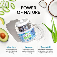 NATURE THEORY Collagen Cream - Anti Aging Face Moisturizer - Day & Night - Made in USA - Natural Formula with Hyaluronic Acid & Vitamin C - Cleanse, Moisturize, and Protect Your Skin