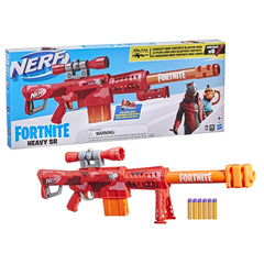 NERF Fortnite Heavy SR Blaster Scope, Big Blaster, 6 Mega Darts, 6-Dart Clip, Kids Toy Foam Blasters, Fortnite Toys for Boys and Girls