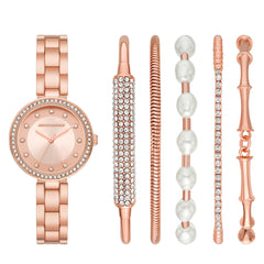 Skechers Women's Quartz Watch Gift Set - Rose Gold Bracelet Set