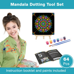 CEREM Mandala Dotting Tools Kit - 51 Pcs Art Craft Supplies Dot Painting Set with Acrylic Paints and Storage Bag for Rock Painting Nail Art Drawing Drafting