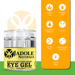 Jadole Naturals Eye Gel β 50ml | Enriched with Hyaluronic Acid, Jojoba Oil, Cucumber Extract & Aloe Vera | Reduces Dark Circles, Puffiness, Bags, Wrinkles, Redness, and Irritation | Eye care Routine