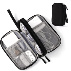 BOMEKS Travel Cable Organizer, Electronics Accessories Cases Net Mesh Cord Accessories Organizer Cas for USB Data Cable Earphone Wire Power Bank Phone, Black