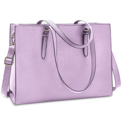 NUBILY Laptop Bag for Women Waterproof Lightweight Leather 15.6 Inch Computer Tote Bag - Purple