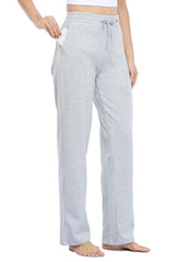 Willit Women's Cotton Sweatpants Open Bottom Yoga Sports Pants Straight Leg Lounge Loose Fit Athletic Pants with Pockets - Light Gray