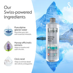 Swiss Image Soothing Micellar Water 400 ml | Gentle Makeup Remover & Cleanser | Calms Irritation, Reduces Redness & Soothes Skin | Non-Rinse Formula for Normal to Dry Skin| Swiss Made