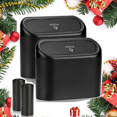 xizheng Car Trash Can Bin with Lid Mini Vehicle Trash Bin Small Leak Proof Car Dustbin Garbage Organizer 2 Packs with 60pcs Trash Bags Trash Container Gift for Cars, Home, Office ,Kitchen ,Bedroom
