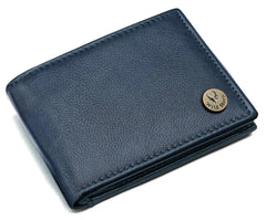 WildHorn® RFID Protected Genuine Leather Wallet & Gift Combo for Men - Navy Blue
