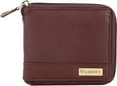 WildHorn Men Brown Genuine Full Zipper Men's Leather Wallet (Brown)