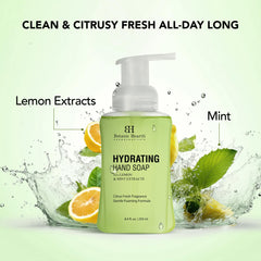 Botanic Hearth Advanced Care Hydrating Foaming Hand Soap with Castor Oil, Lemon Peel Extract & Peppermint | Gentle & Hydrating for Dry Hands | Liquid Handwash | 8.4 fl oz