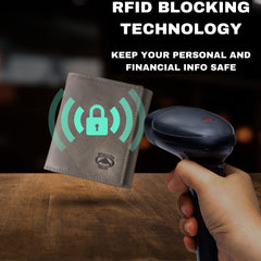 Stealth Mode Leather Trifold RFID Wallet For Men With Flip Out ID Holder - Grey