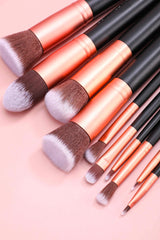 Generic Brush Professional Set Cover all your makeup needs, set,Rose Gold Brushes,makeup brushes with elegant Black Bag,makeup accessories & tools,foundation brush- 14 Piece