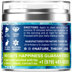 NATURE THEORY Collagen Cream - Anti Aging Face Moisturizer - Day & Night - Made in USA - Natural Formula with Hyaluronic Acid & Vitamin C - Cleanse, Moisturize, and Protect Your Skin