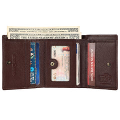 HAMMONDS FLYCATCHER Genuine Leather Wallet for Men, RFID Protected Leather Purse for Men, Money Purse for Men, Tri-Fold Wallet, 5 Card Slots, 2 ID Slot, Hidden Pocket, Metal Snap Button, Redwood Brown