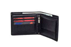 Flying Fossil Genuine Leather Hand-Crafted Wallet For Men, Black, FFW00003